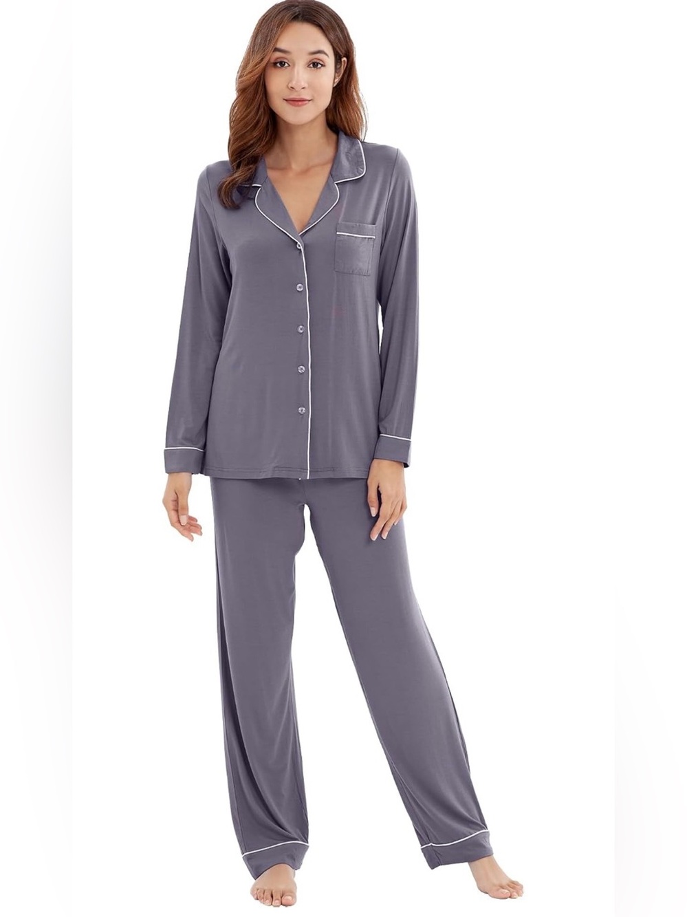 WiWi Bamboo Pajama Set – Size Large – Purplish Grey